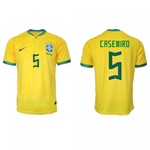 Moški Nogometni dresi Brazilija Casemiro #5 Domači SP 2022 Kratek Rokav